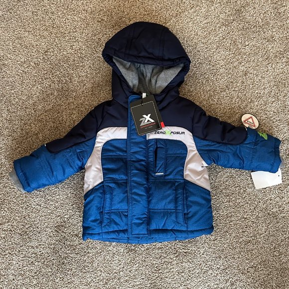BABY BOY ZEROXPOSURE HEAVYWEIGHT COLORBLOCK PUFFER COAT SIZE 24M #K95 - Picture 2 of 3